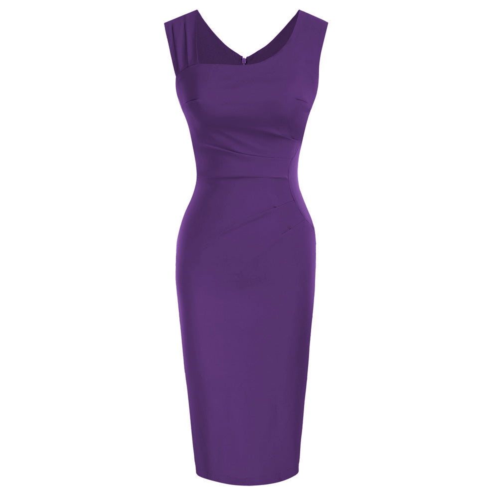 Vintage Slim Fit Sleeveless Hips-Wrapped Bodycon Dress