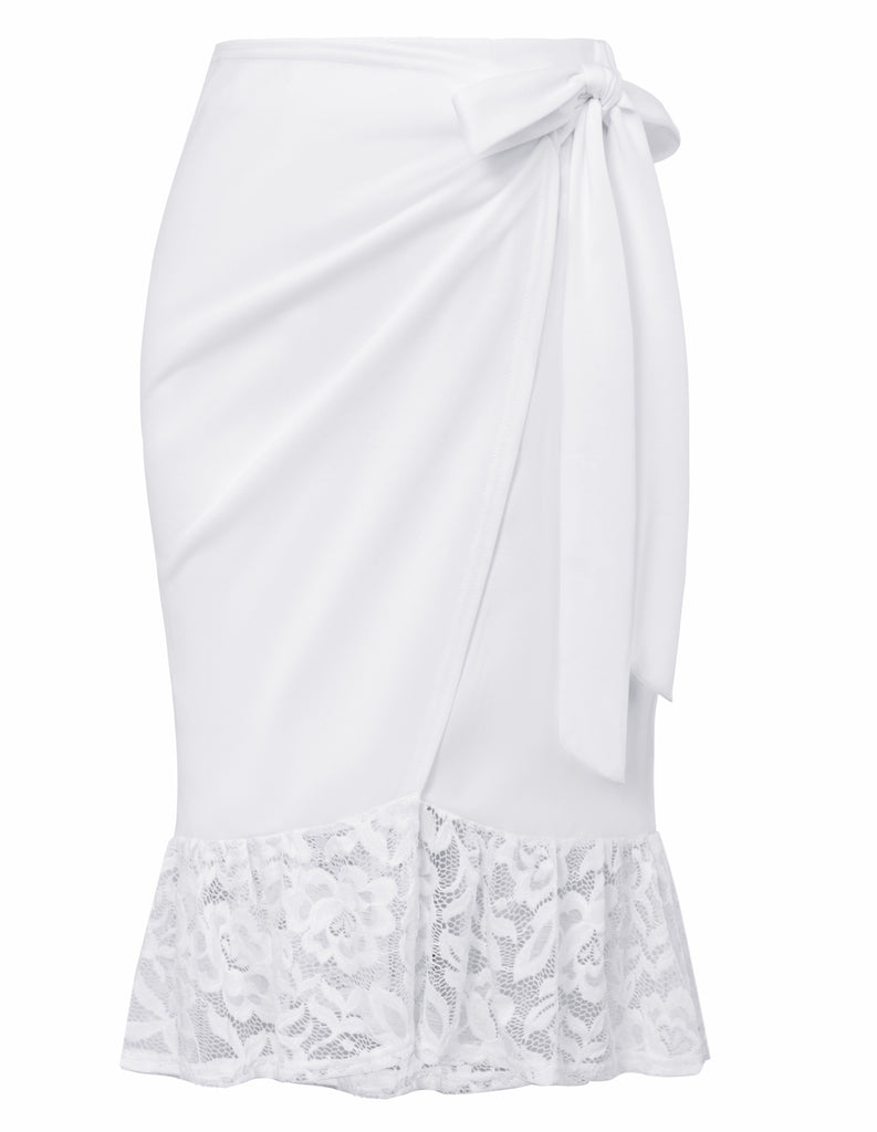 High Waist Overlay Decorated Bodycon Skirt