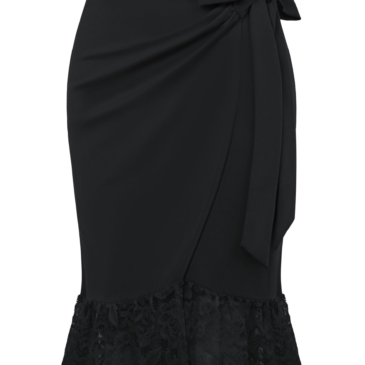 High Waist Overlay Decorated Bodycon Skirt