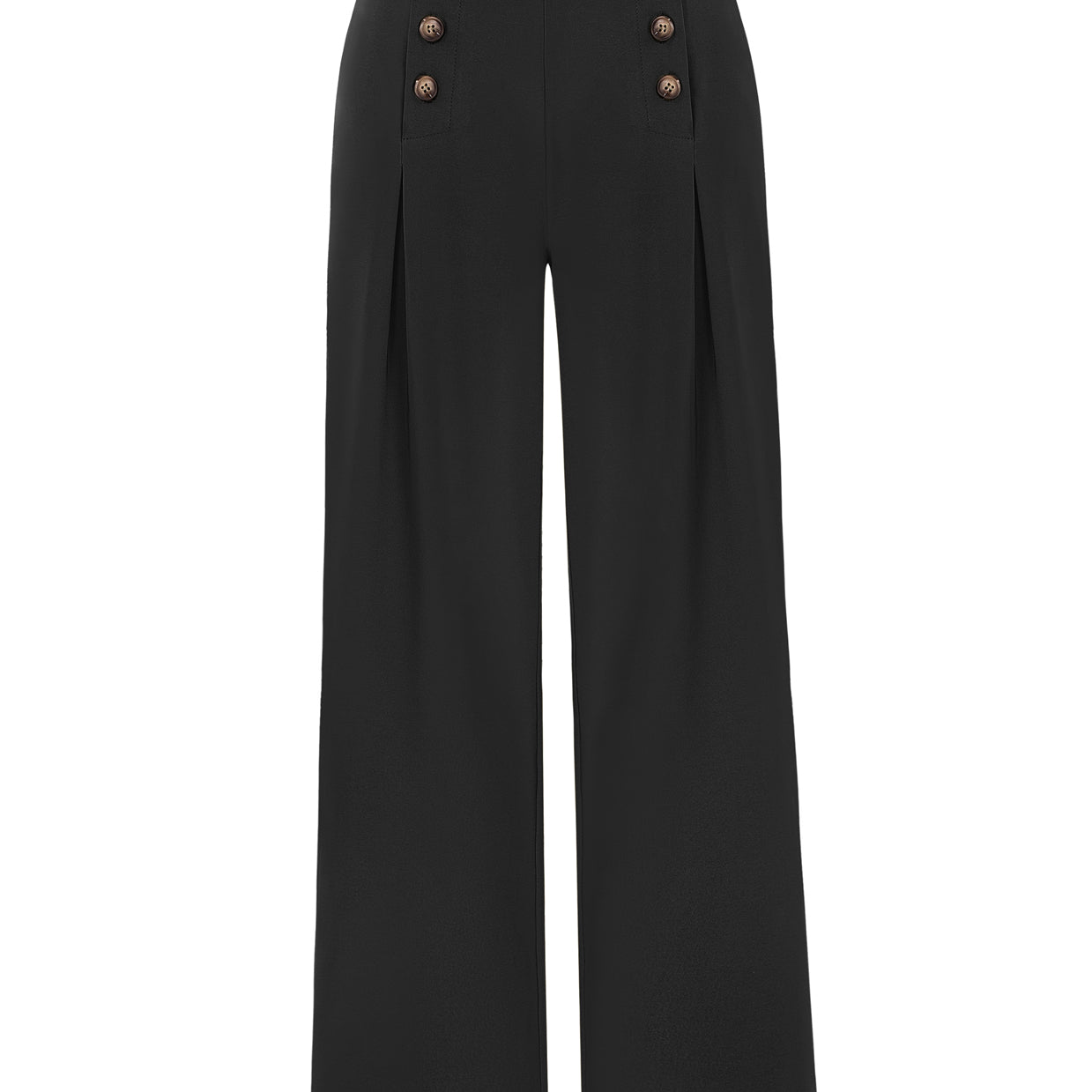 High Waisted Wide Leg Pants Button Decorated Casual Stretchy Trousers with Pockets