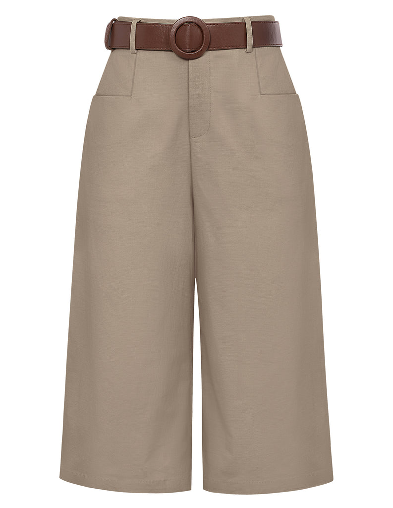 Cotton Cropped Pants with Belt
