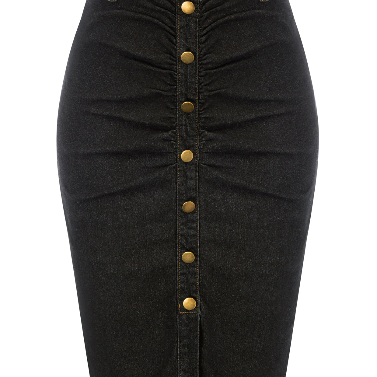 Influencer Vintage Jean Skirt with Belt High Waist Ruched Front Bodycon Skirt