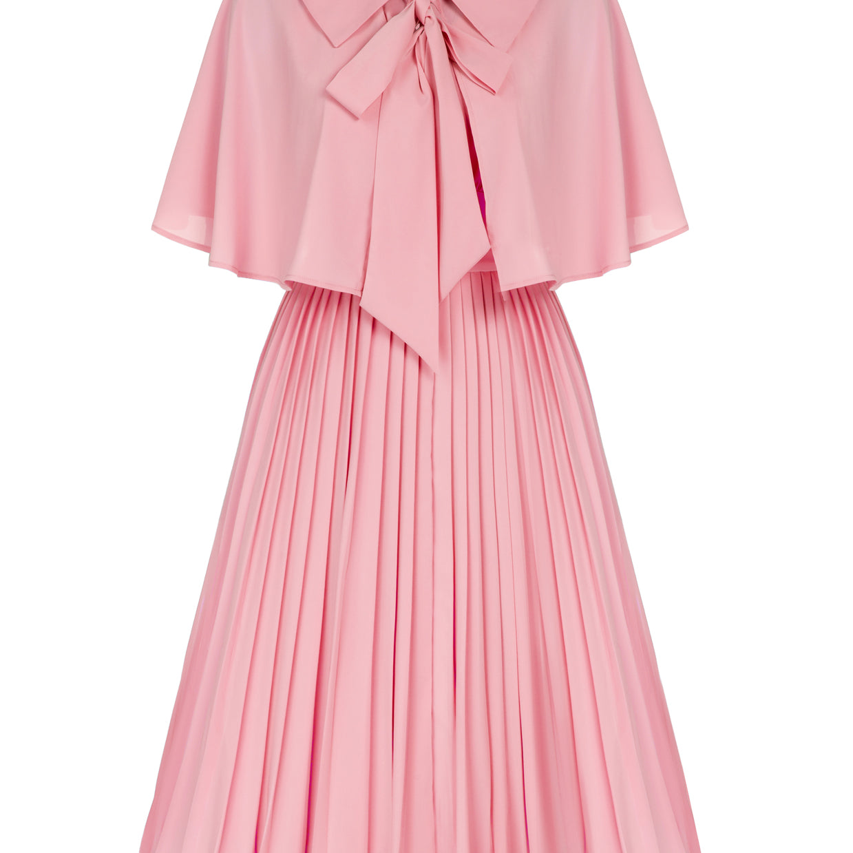 Pleated Dress with Cape Sweetheart Neck