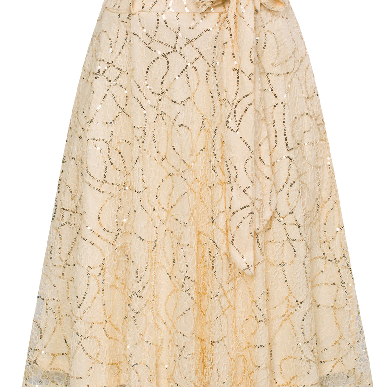 Vintage Lace Swing Skirt High Waist Knee Length Flared A-Line Skirt