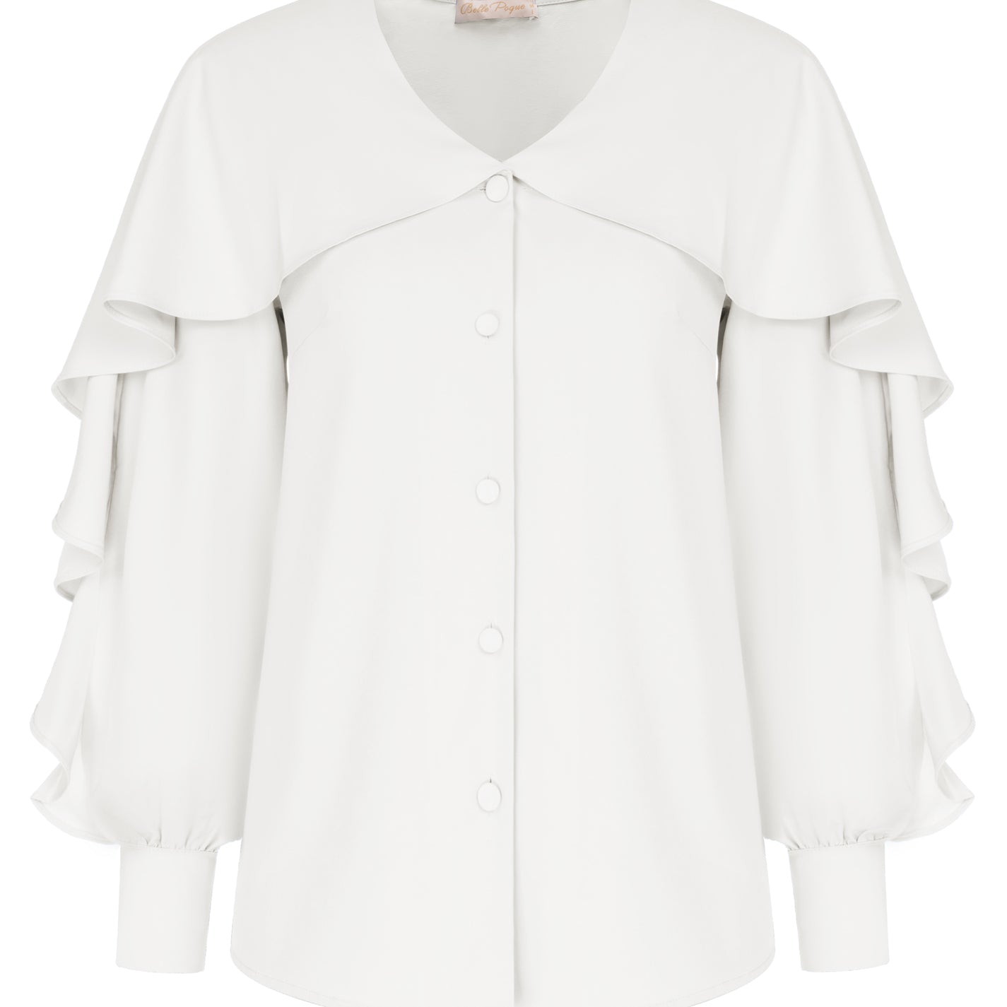 Seckill Offer⌛Ruffle Decorated Shirt Long Sleeve V-Neck Button-up Tops