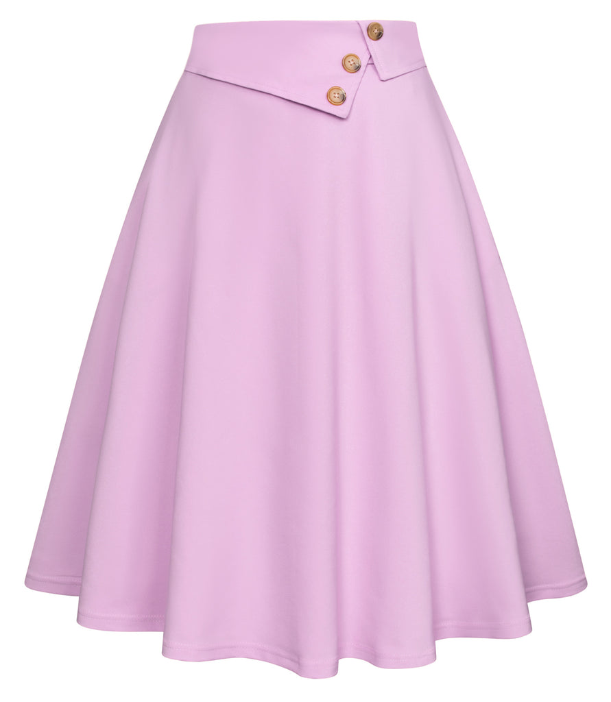 Vintage Solid Color Swing Skirt