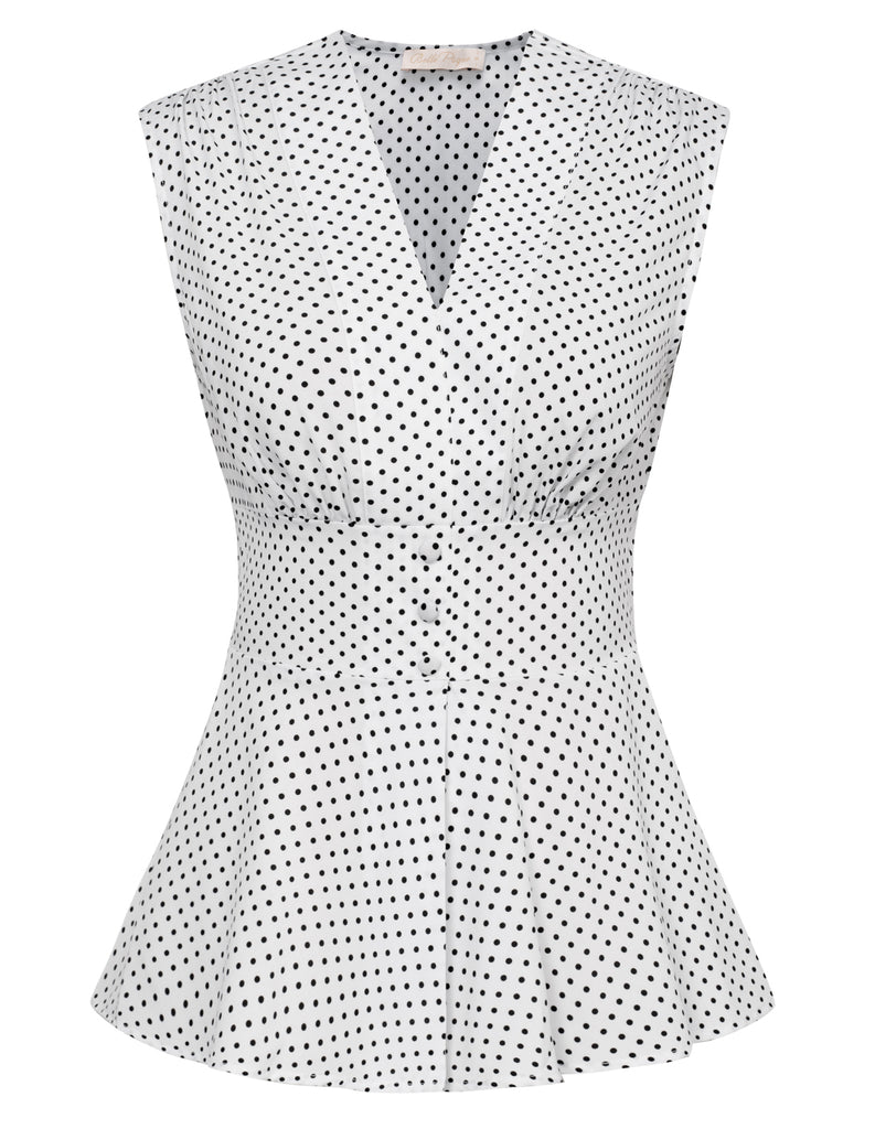 V-Neck Elastic Waist Pullover Tops