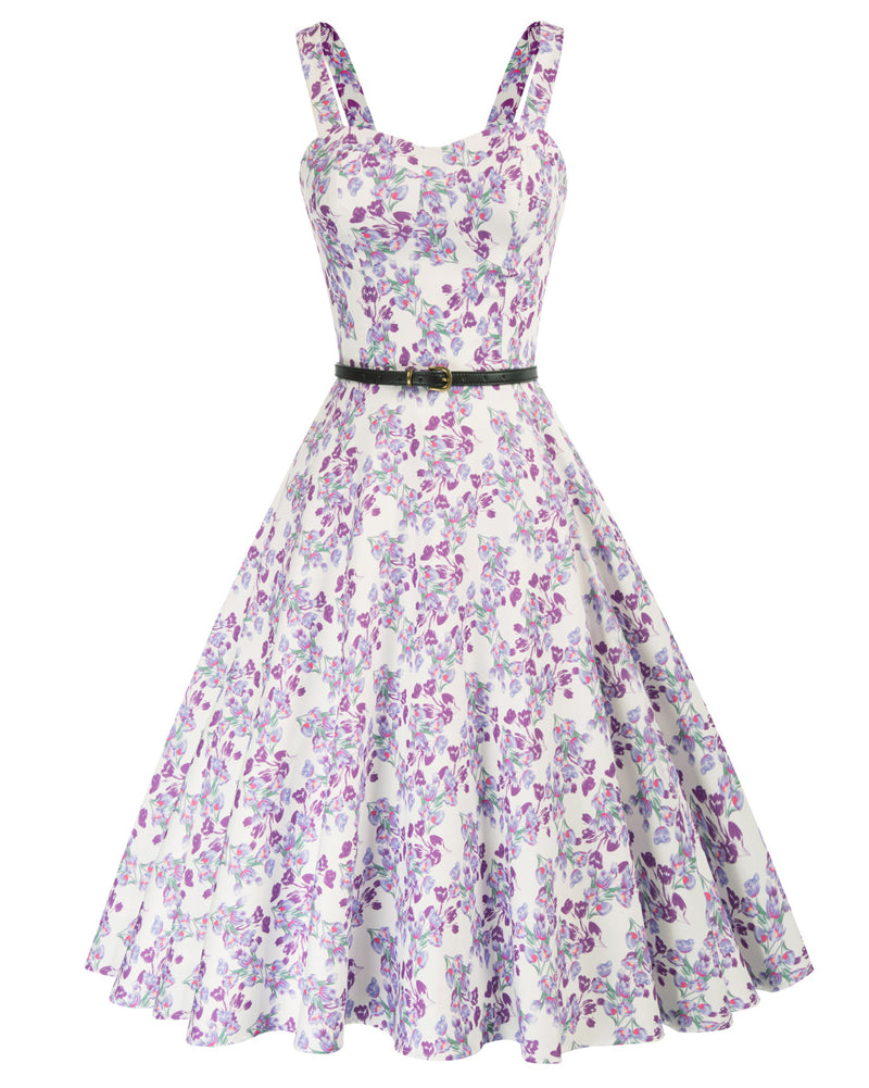 Sweetheart Neck Flared 1950s Sleeveless A-Line Dress 