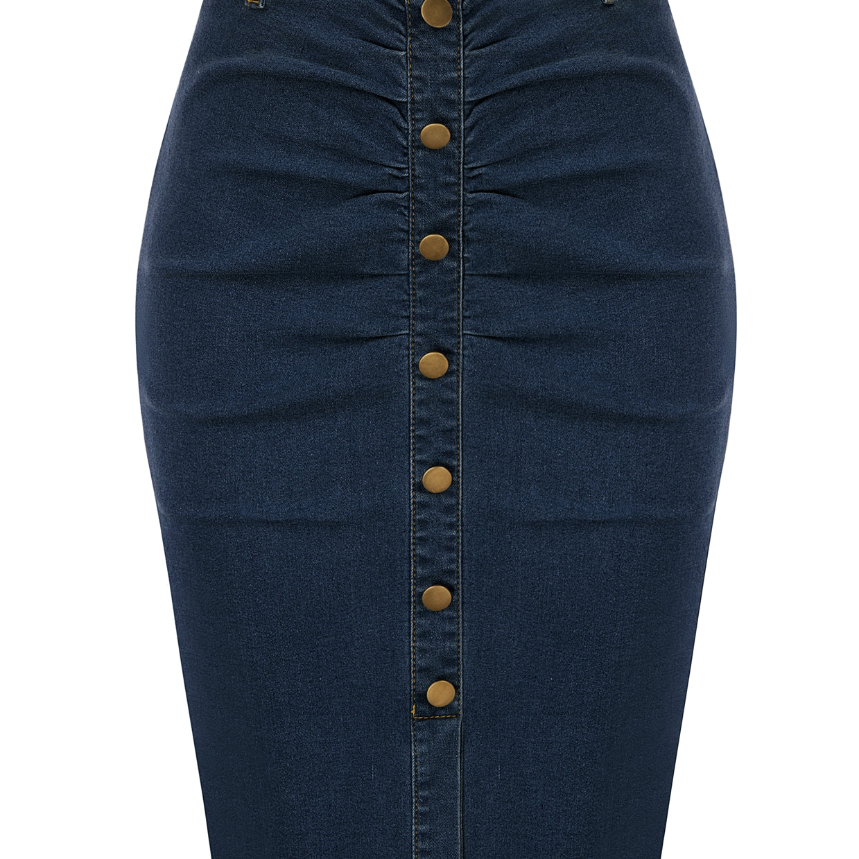 Vintage Jean Skirt with Belt High Waist Ruched Front Bodycon Skirt