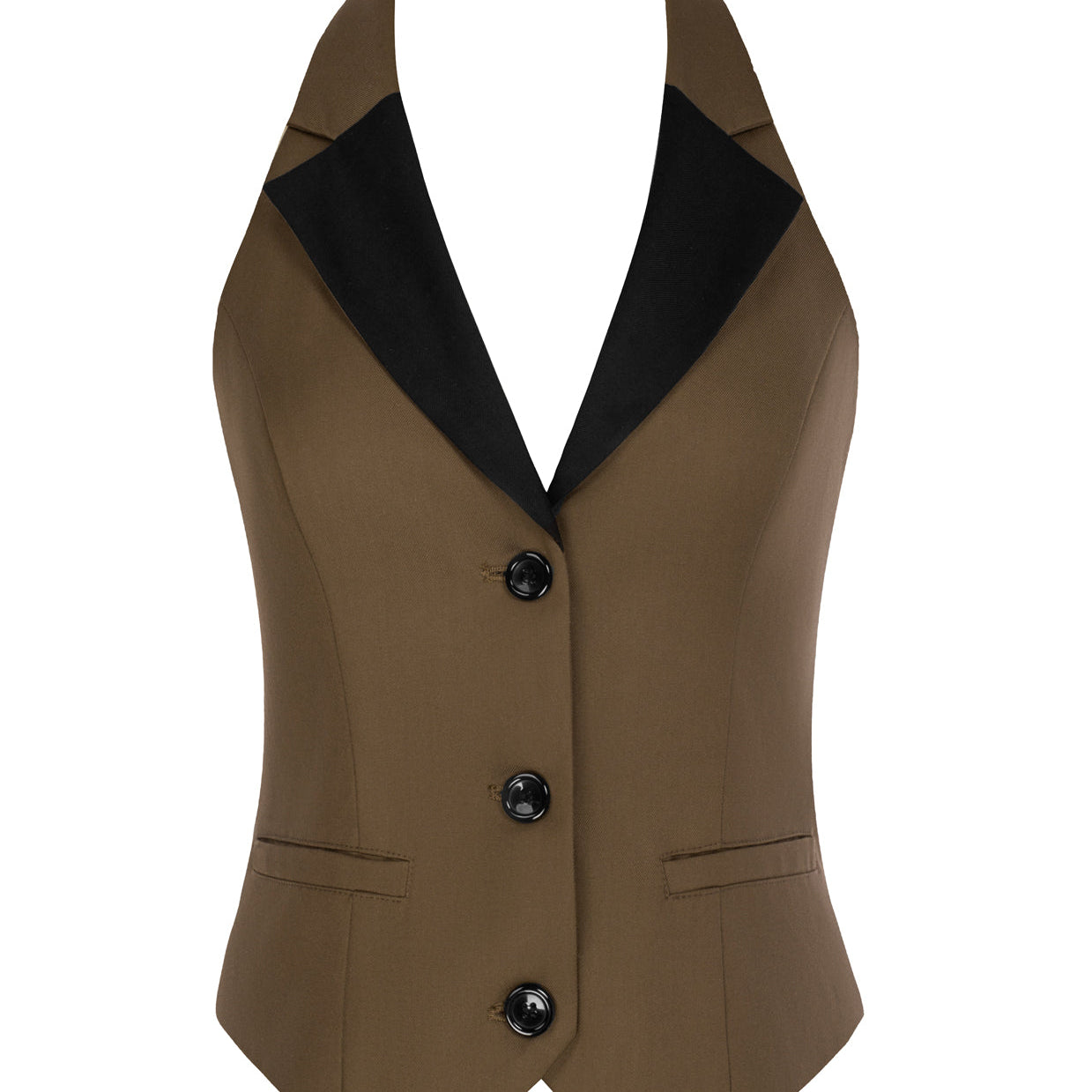 Waistcoat Vest Vintage Halter Lapel Button Down Suit Vest with Pockets