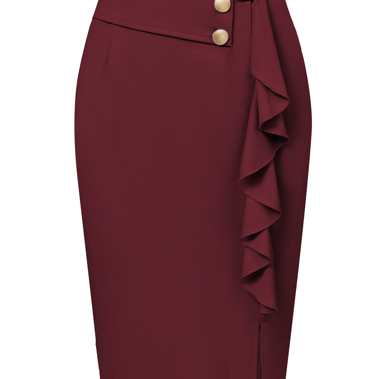 Seckill Offer⌛Front Slit Skirt High Waist Ruffle Decorated Bodycon Skirt