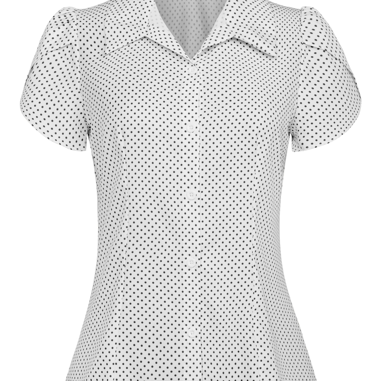 Summer Short Sleeve Button Down Blouse for Women V Neck Vintage Business Casual Shirts Tops