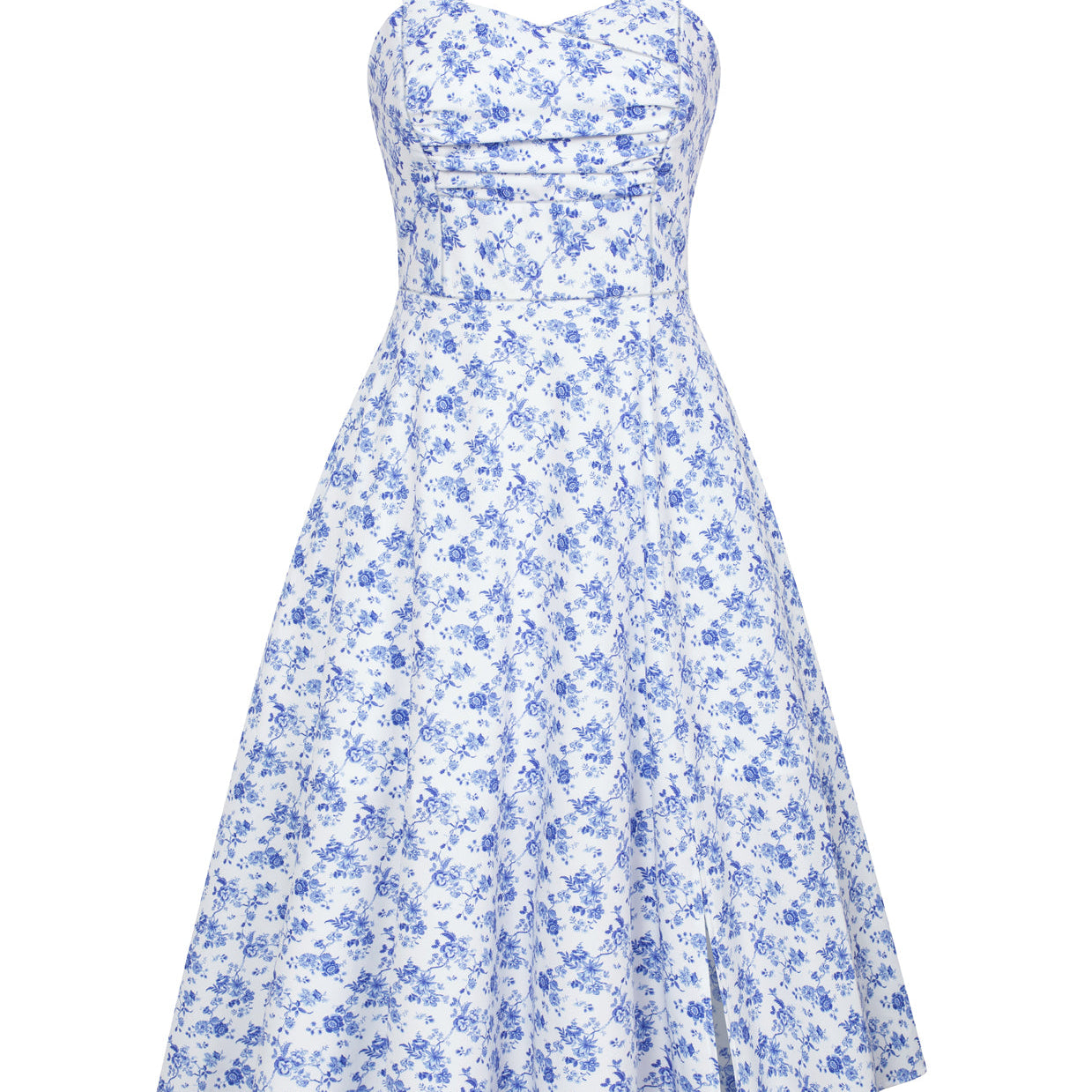 Vintage Floral Patterns Cocktail Dress Sleeveless Spaghetti Strap Ruched Slit A Line Swing Dress with Pockets