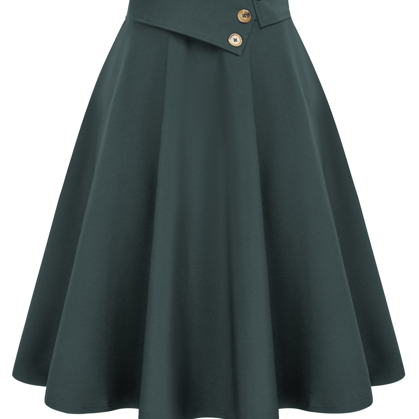 Vintage A-Line Skirt High Waisted Midi Skirt with Pockets & Buttons