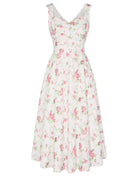 Sleeveless Floral V-Back Flared A-Line Midi Dress