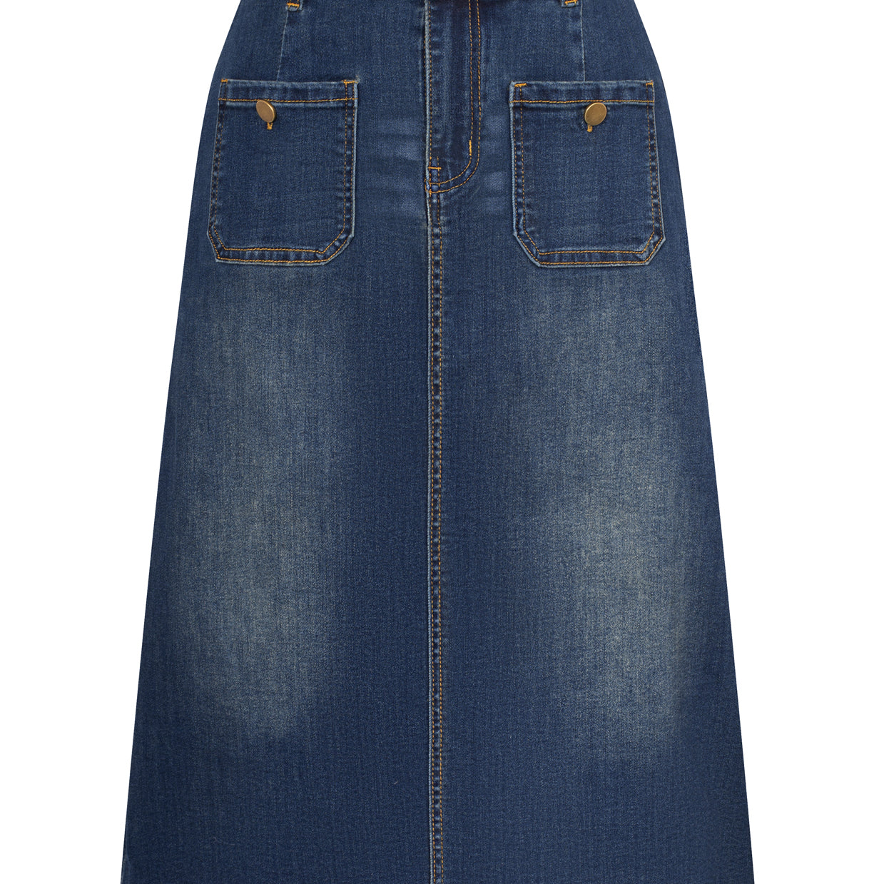 Denim Skirt with Belt Knee Length High Waisted Jean Skirts for Women