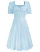 Vintage Solid Color Front Slit Dress
