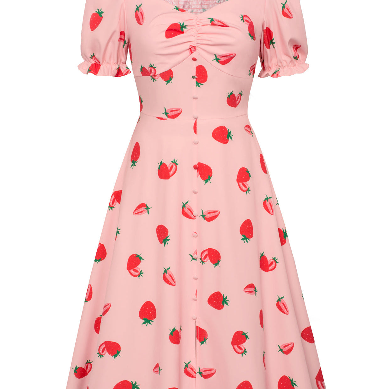 Vintage Strawberry Patterns Front Slit Dress