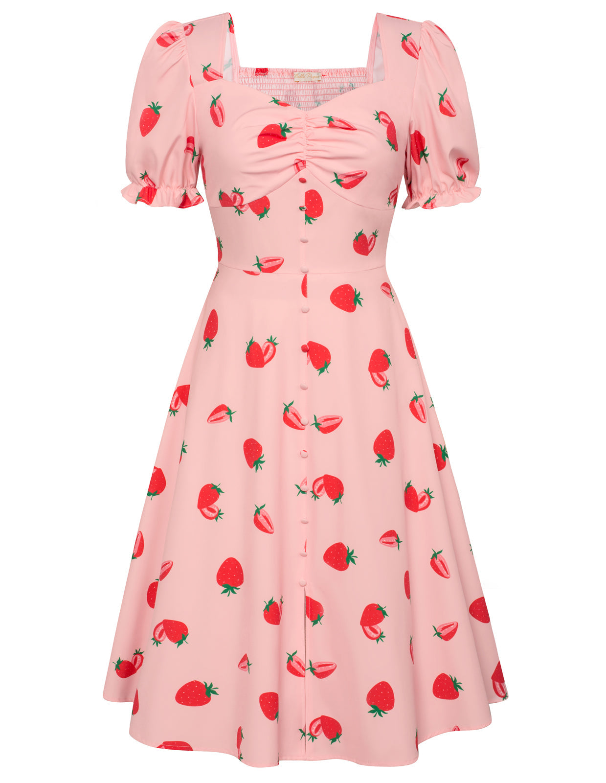 Vintage Strawberry Patterns Front Slit Dress