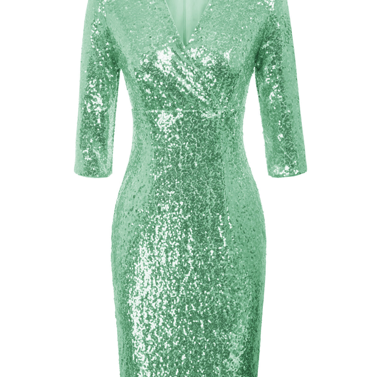 Vintage 50s Sequin Pencil Dress V Neck Glitter Dresses
