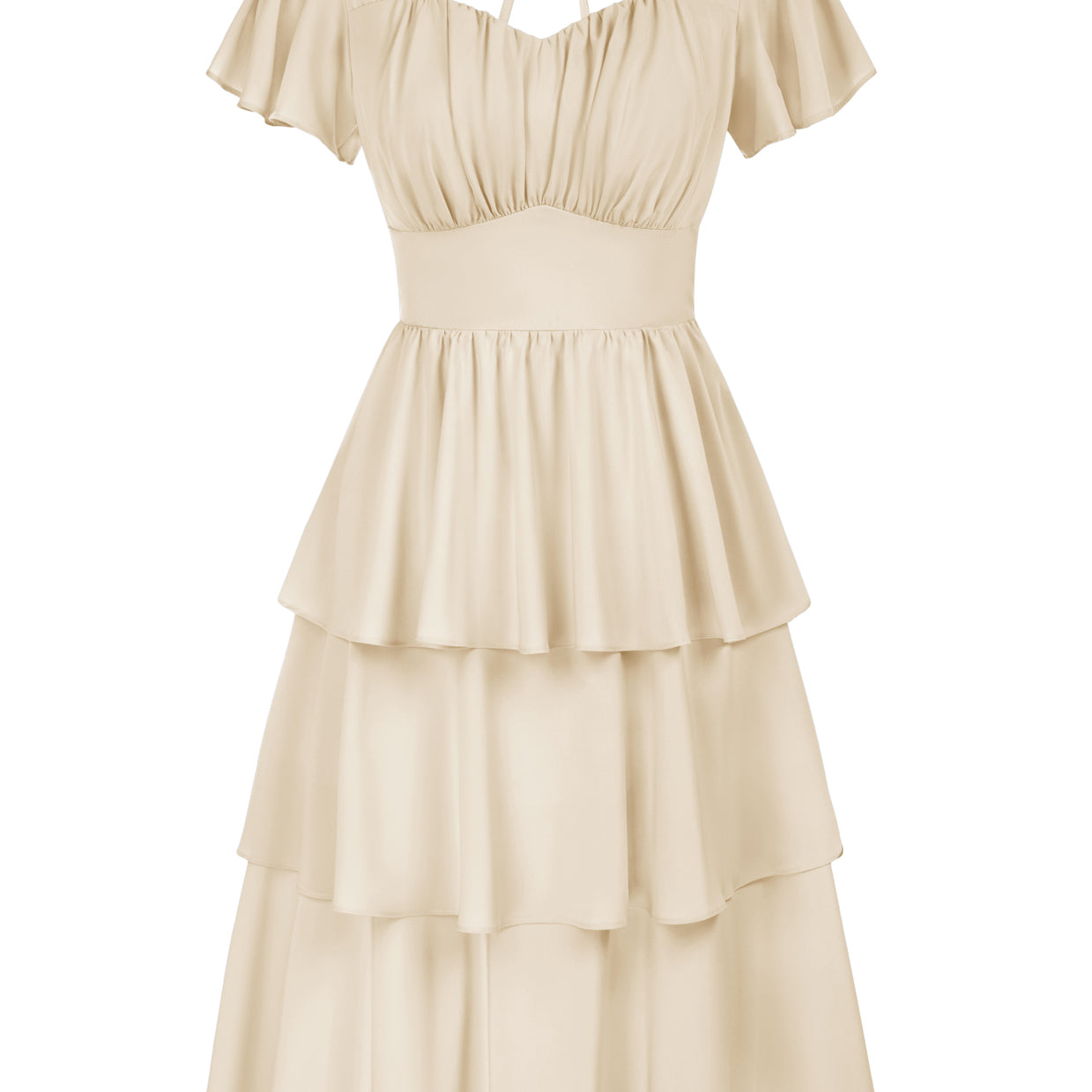 Square Neck Tiered Ruffle Dress