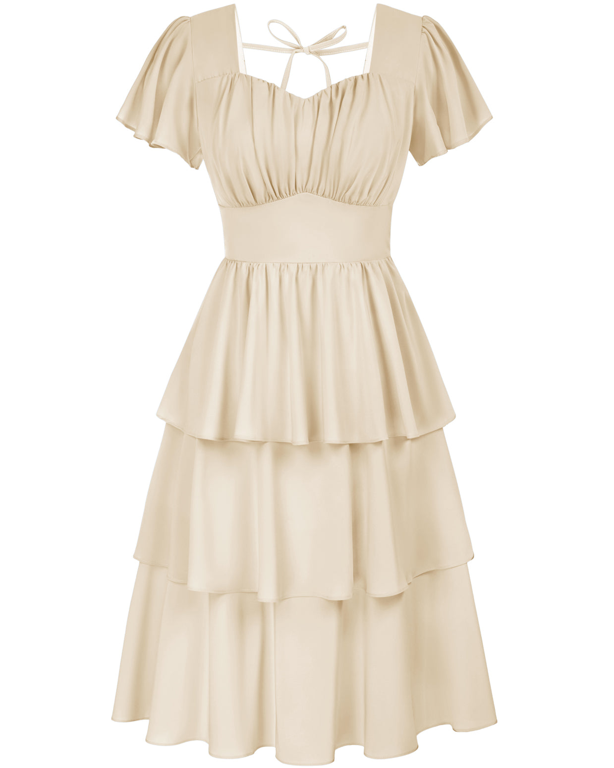 Square Neck Tiered Ruffle Dress