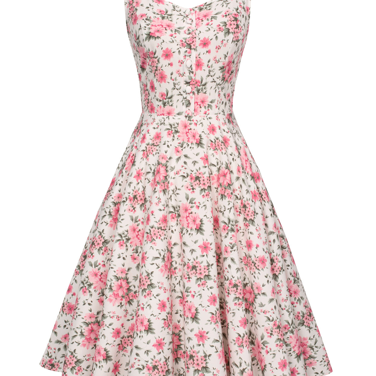 1950s Retro Vintage Floral Patterns Sleeveless Homecoming Dresses
