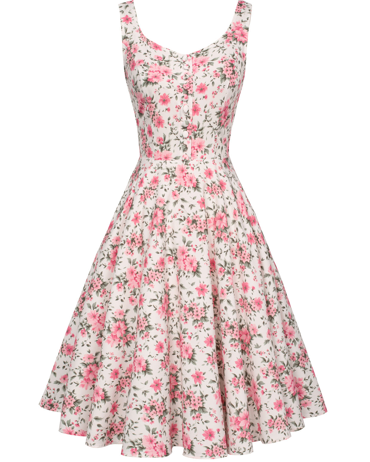 1950s Retro Vintage Floral Patterns Sleeveless Homecoming Dresses