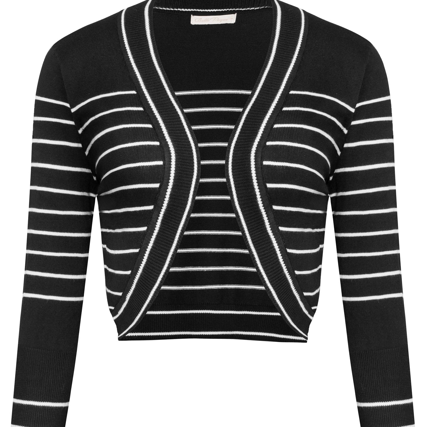 Suéter de manga 3/4 vintage con frente abierto Bolero recortado de punto