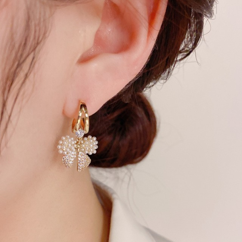 Vintage Pearl 925 Silver Needle Earrings Classic Pearl Decorative Earrings