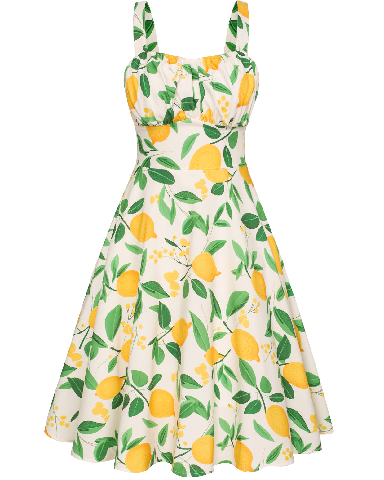 Vintage Fruit Printed Two-Way Defined Waist Dress
