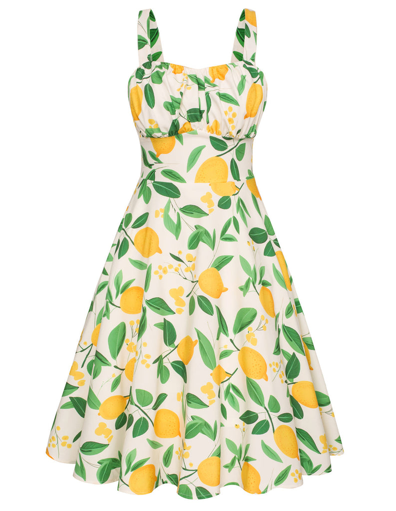 Vintage Fruit Patterns Two-Way Defined Waist Dress