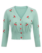 Bellepoque Cherries Embroidery Cropped Cardigan Sweater Coat