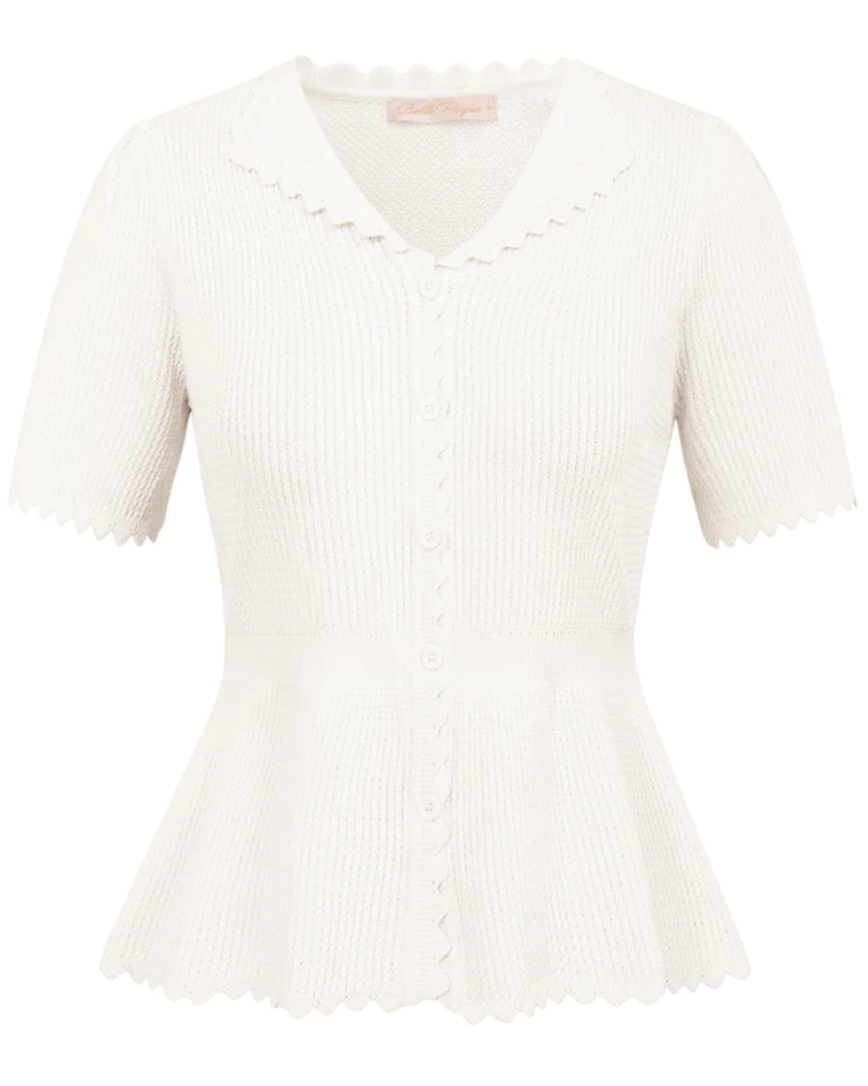 Short Sleeve Lapel Button-up Sweater