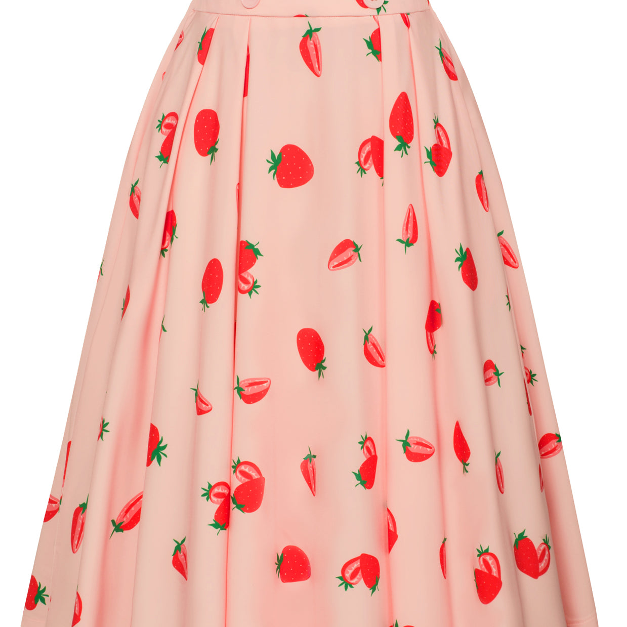 Pleated Buttons Decorated Elastic Waist High Waist Swing A-Line Skirt with Pockets