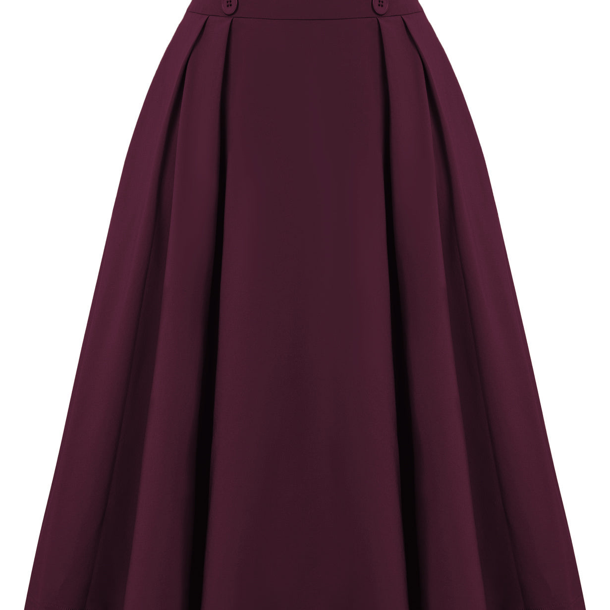 Pleated Buttons Decorated Elastic Waist High Waist Swing A-Line Skirt with Pockets