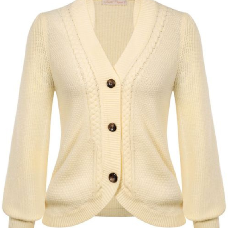 Waffle Knit Button-Down Cardigan Sweater Long Sleeve Vintage Chunky Cable Coats