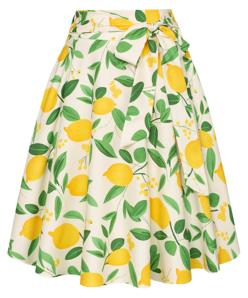 Fruit Patterns Women's High Waist Bow Decorated A-Line Pockets Skirt