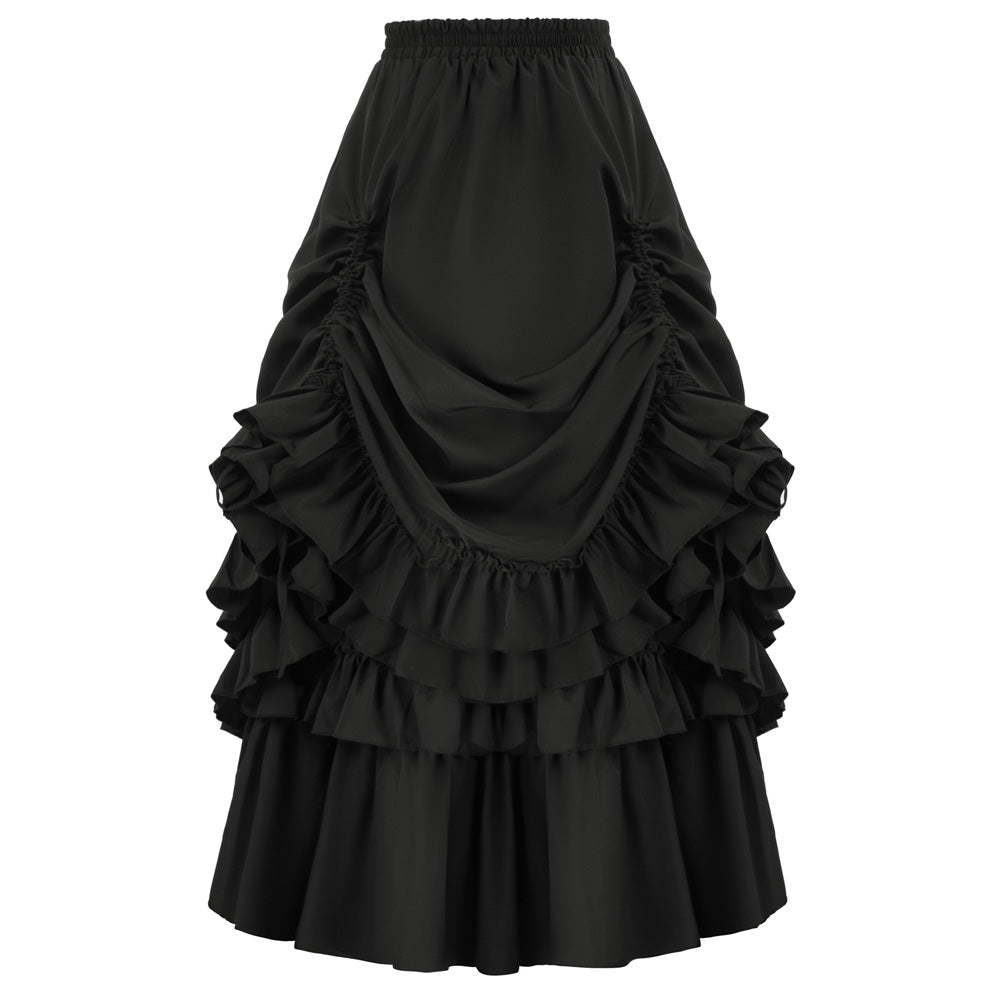 Vintage Retro Elastic Waist Length Adjustable Gothic Bustle Skirt