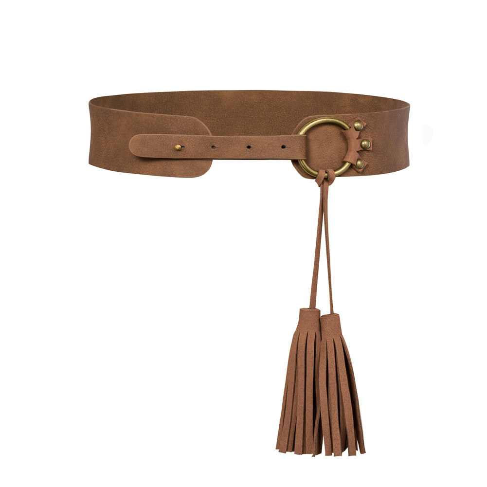 Renaissance Tassel Decorated Waist Belt Polyurethane Leather Belt