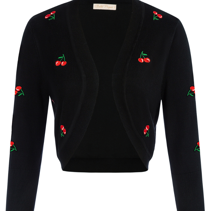 Seckill Offer⌛Vintage Embroidered Cardigan 3/4 Sleeve Open Front Cropped Knitwear