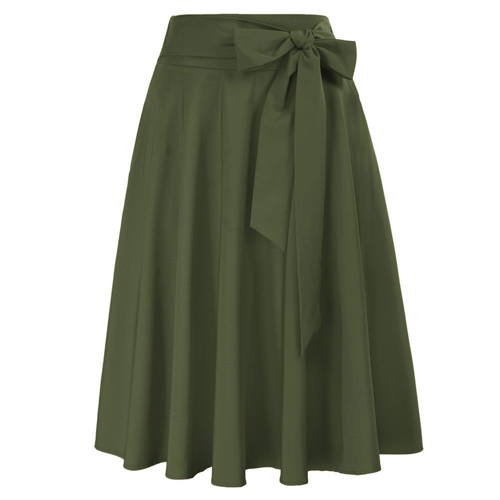Fruit Patterns Women's High Waist Bow Decorated A-Line Pockets Skirt