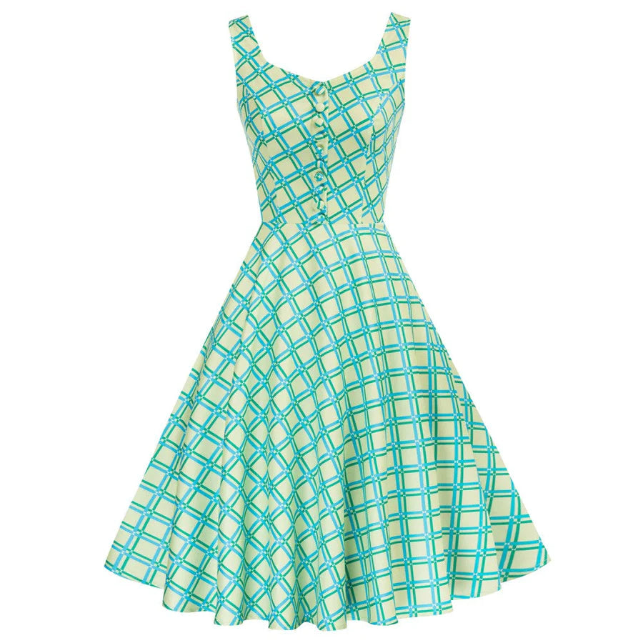 1950s Retro Vintage Sleeveless Homecoming Dresses Cocktail Party A-Line Dress for Summer