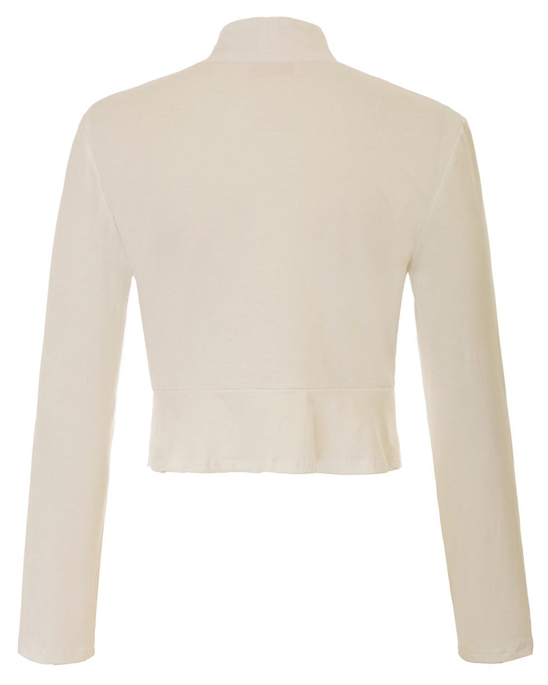 Women's Vintage Long Sleeve Open Front Ruffled Hem Cotton Bolero Shrug - Belle Poque Offcial