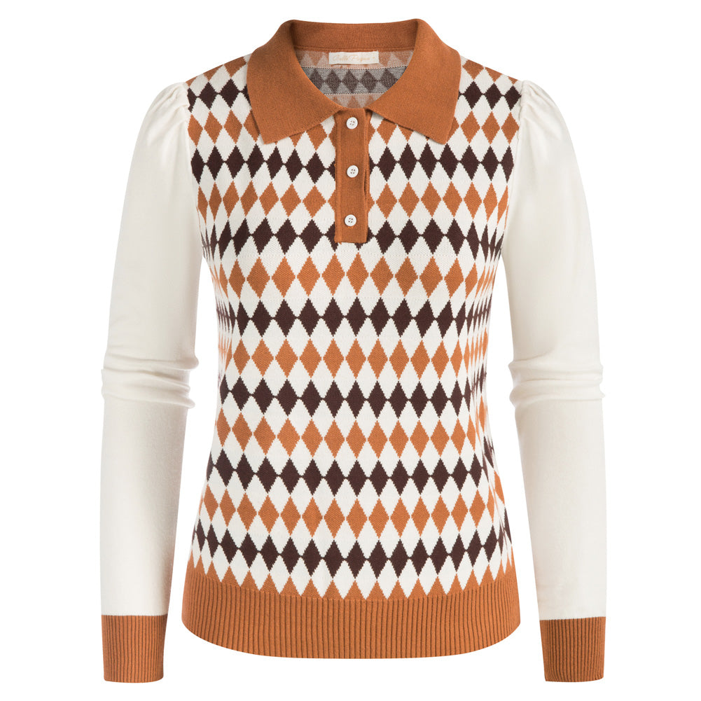 Seckill Offer⌛Lapel Collar Sweater Long Sleeve Button-up Neck Pullover Knitwear
