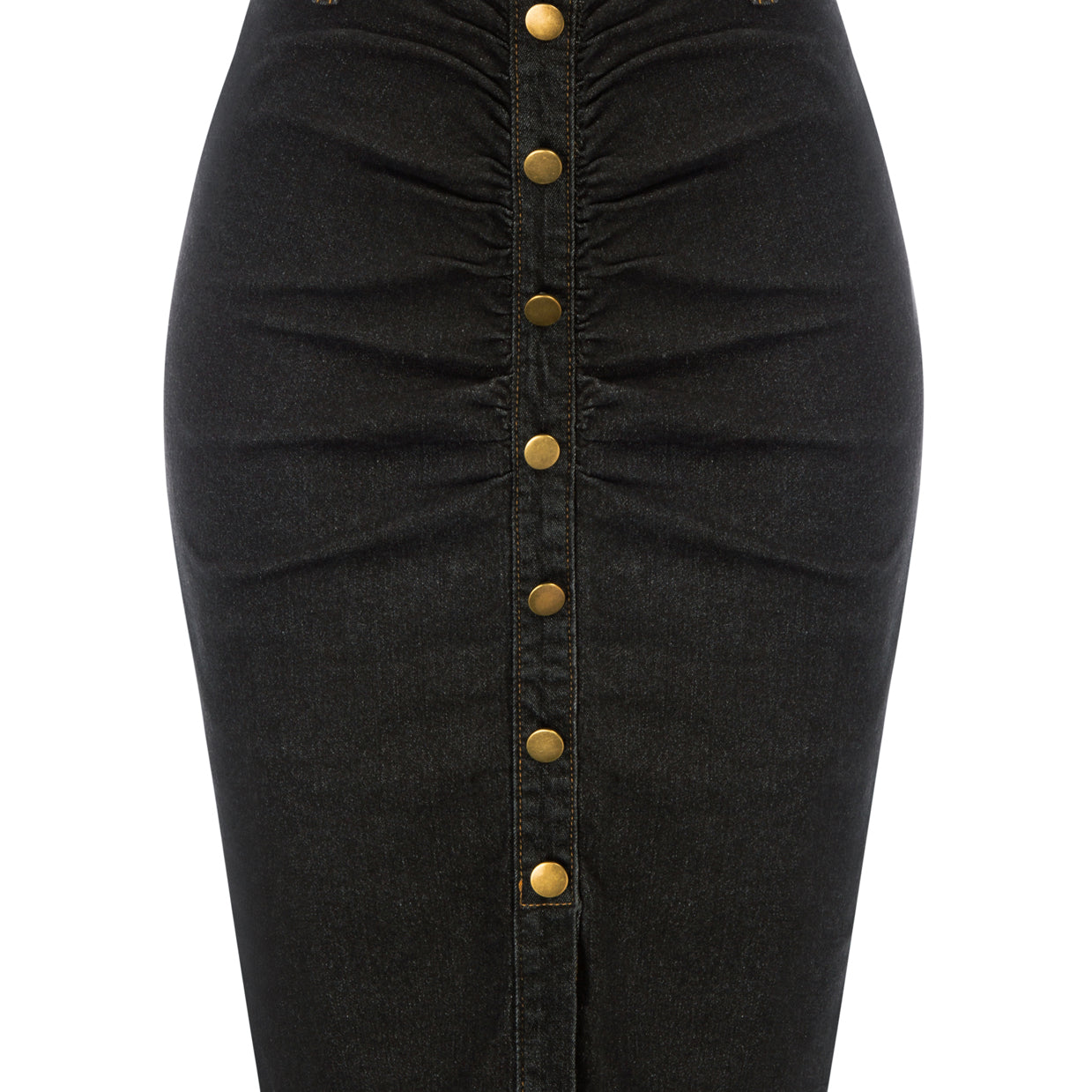 Vintage Jean Skirt with Belt High Waist Ruched Front Bodycon Skirt