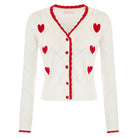 Long Sleeve V-Neck Button Down Love Printed Cropped Sweater Cardigan