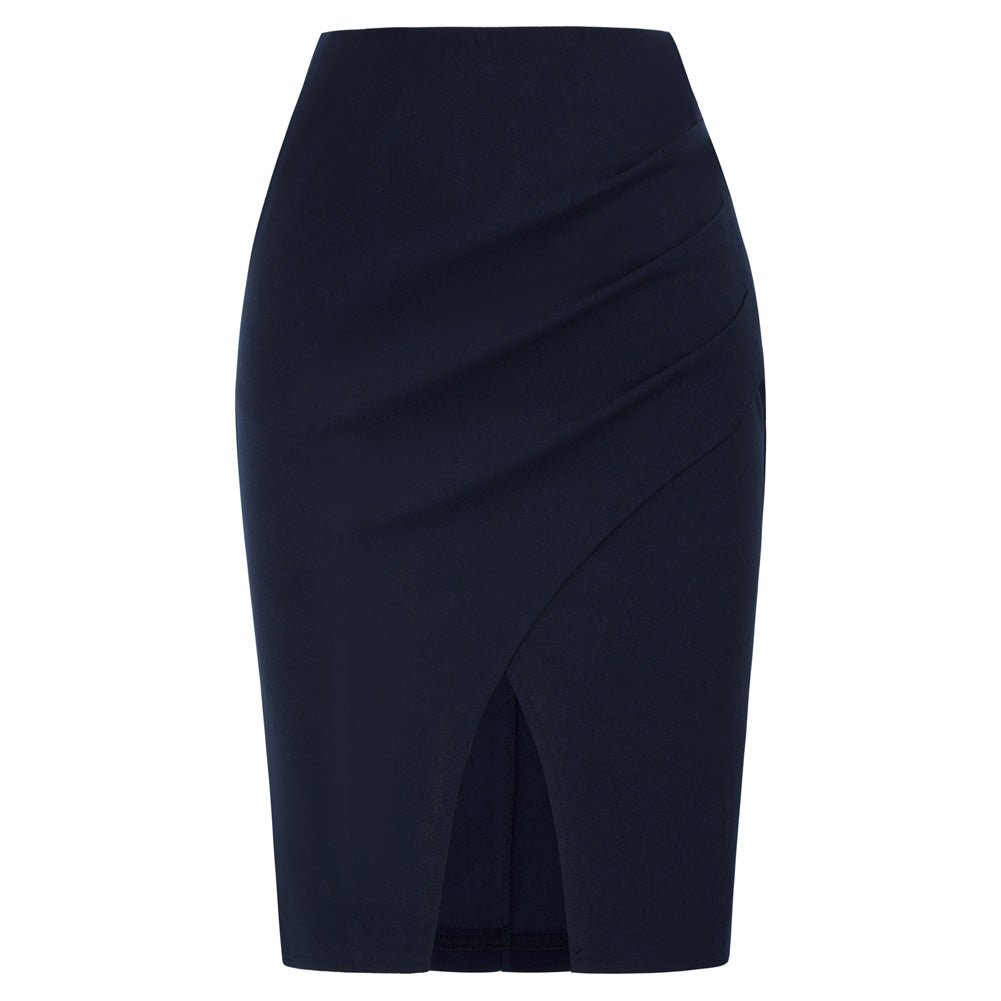 Seckill Offer⌛Vintage Wrap Front Skirt Elastic High Waist Ruched Bodycon Skirt