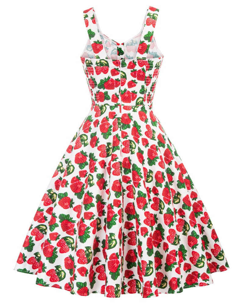 1950s Vintage Sleeveless V-Neck Flared A-Line Cotton Dress - Belle Poque Offcial