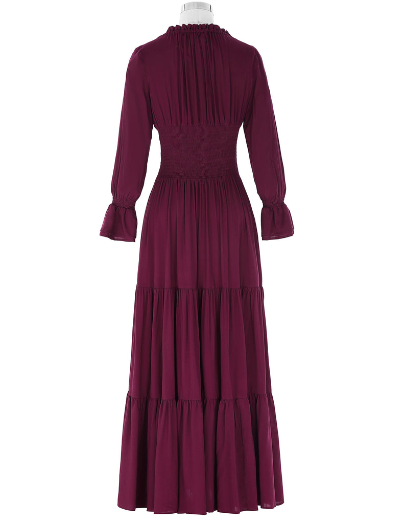 Vintage Long Sleeve Comfortable Rayon Renaissance Maxi Dress - Belle Poque Offcial